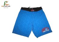 Polyester Boxer Printed Board Shorts Quick Dry Light Blue Sea Wave Pattern