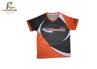 Dye Sublimated Custom Printed T Shirts Short Sleeve Polyester Fashion Orange Color