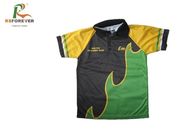 Kids Wrinkle Free Printed Polo Shirts Sublimated Tops For Golf / Cycling