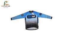 Blue Long Sleeves Printed Cycling Jerseys Custom Mens Bib Shorts Sublimation Printing