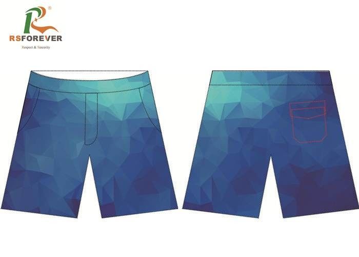 Water Repellent Printed Board Shorts Sublimated Swimming Trunks With Flat Waistband