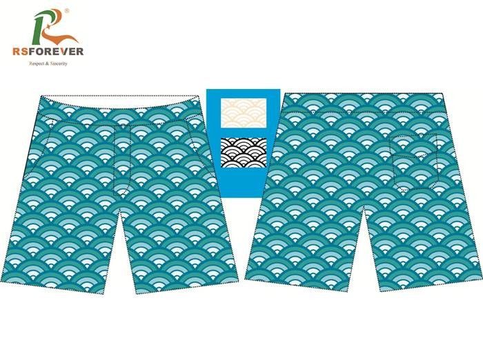 Oversized Polyester Mens Surf Shorts With Green Circle Digital Printing