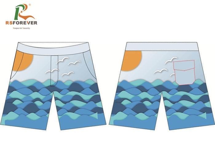 Quick Dry Water Repellent Boardshorts Surf , Polyester Mens Beach Shorts