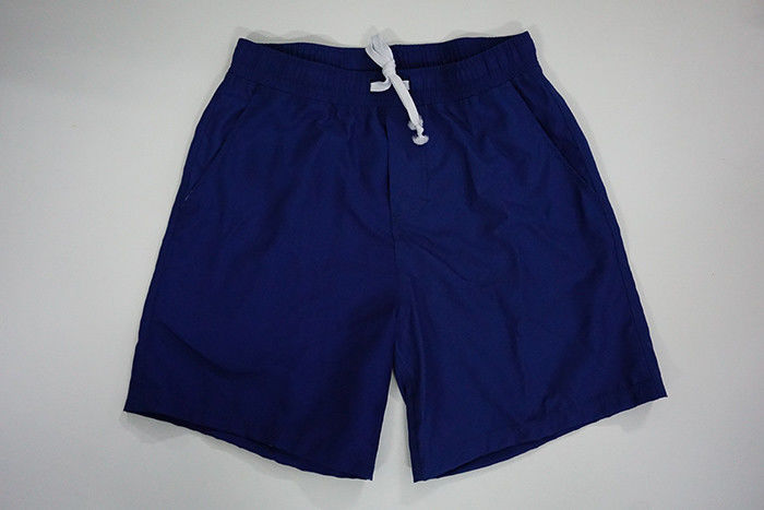 Short Length Blue Boys Board Shorts Peach Skin Fabric With Elastic Waistband