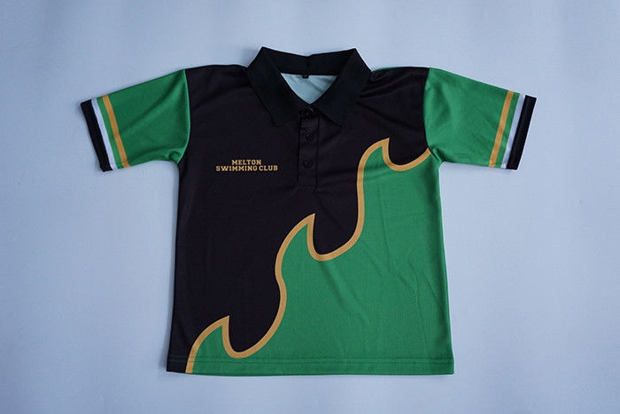 100 Polyester Polo Neck T Shirts For Mens , Promotional Green And Black Polo Shirts