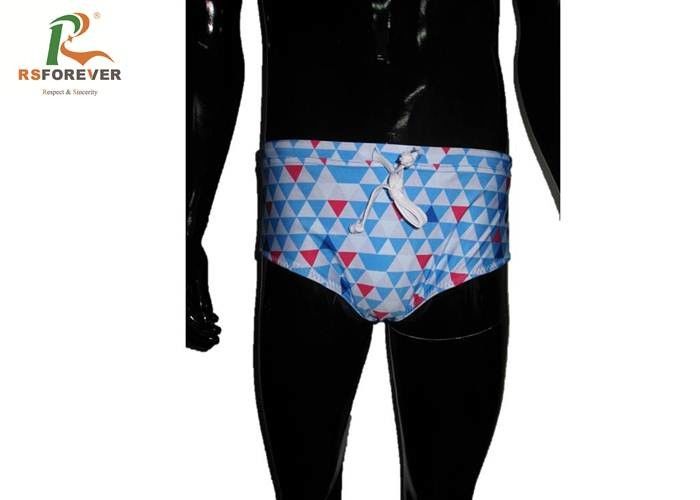 Light Blue Custom Mens Bikini Swimwear For Swimming Dye Sublimation Printing