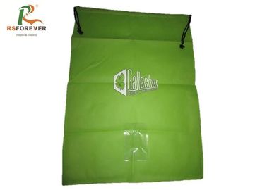 China Custom Printed Green Drawstring Bag Strong Rope Recycled For Promotion factory