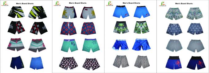 Unique Style Mens Custom Printed Board Shorts With Flat Front Waist And Elastic Back Waist