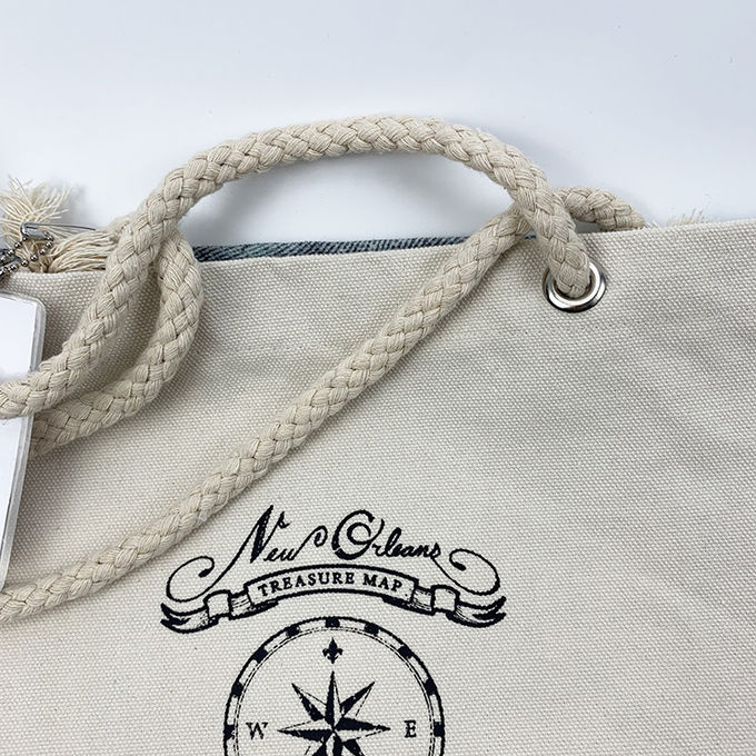 Rope Handle Canvas Shopping Bags with Customized Full Color Printing