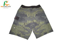 Grey / Green Water Repellent Boardshorts , Leaf Pattern Board Shorts With Side Pockets
