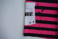 Pink Black Striped Mens Board Shorts Quick Dry , Recycled Mens Surf Shorts
