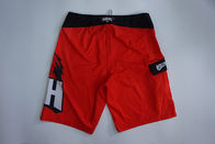 Classic Mid Length Red Men Board Shorts With Side Pocket Flat Waistband