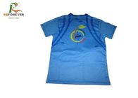 Custom Printed T Shirts Mens 100% Polyester V Neck Blue Dry Fit T Shirt