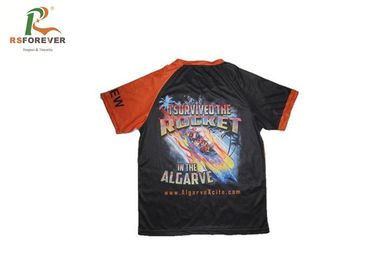 Dye Sublimated Custom Printed T Shirts Short Sleeve Polyester Fashion Orange Color