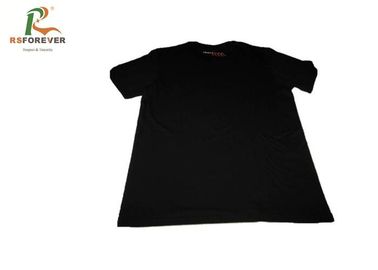 Black Custom Printed T Shirts For Mens 100% Cotton Fabric Heat Transfer Printing