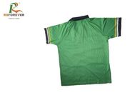 Green Boys Short Sleeve Printed Polo Shirts Silk Screen Printing Quick Dry Mesh Fabric