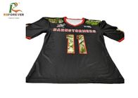 Black Custom Team Sportswear Dri Fit Football Jerseys Breathable Gold Printing