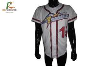 Full Printed White Slim Fit Baseball Jersey , Baseball Style Button Shirts With Numbers