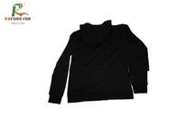 Plain Black Zip Up Hooded Sweatshirt Jacket Wrinkle Free For Athletic Running