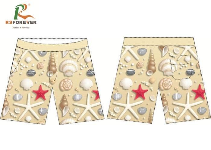 Water Repellent Printed Board Shorts Full Sublimation Design Seashells / Starfish
