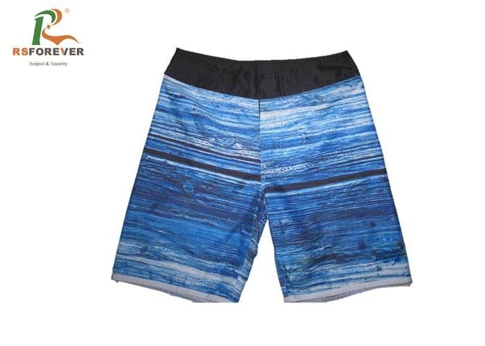 Athletic Blue Mens Short Swim Trunks , Quick Dry Swim Shorts With Pockets