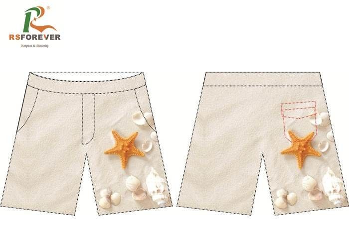 Custom Made Yellowish White Board Shorts Plus Size With Pockets Eco - Friendly