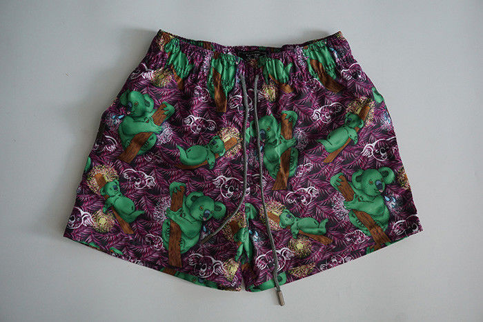 Dye Sublimated Short Swim Shorts , Purple Board Shorts With Mesh Lining / Pockets