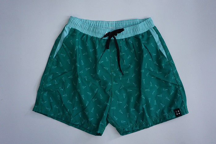 Recycled Green Mens Swimwear Shorts , Mens Elastic Boardshorts Eco - Friendly