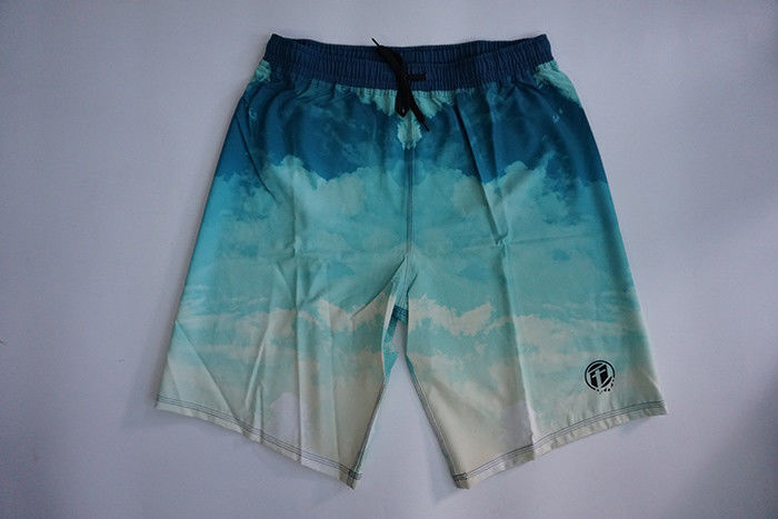 LightWeight Elastic Waist Board Shorts , Printed Swimming Trunks For Mens