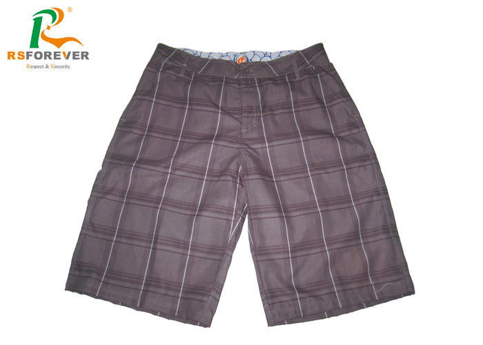 Fabric Recycled Printed Brown Swim Shorts For Men Surfing Customzied Size