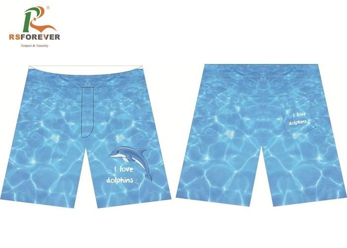 Recycled Polyester Boys Dolphin Board Shorts Surf Use High End CMYK Color