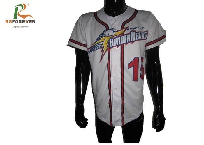 Full Printed White Slim Fit Baseball Jersey , Baseball Style Button Shirts With Numbers