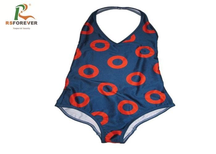 Customized Red Circle Lycra One Piece Swimsuit , Womens One Piece Bathing Suits OEM