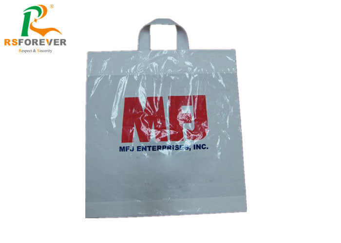 White Plastic Soft Loop Handle Bags , Paper Shopping Bags With Handles