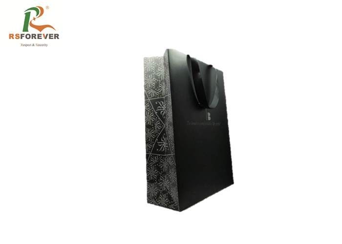 Luxury Paper Shopping Custom Printed Bags With Handle Black Printed 210gsm