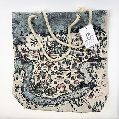 Rope Handle Canvas Shopping Bags with Customized Full Color Printing
